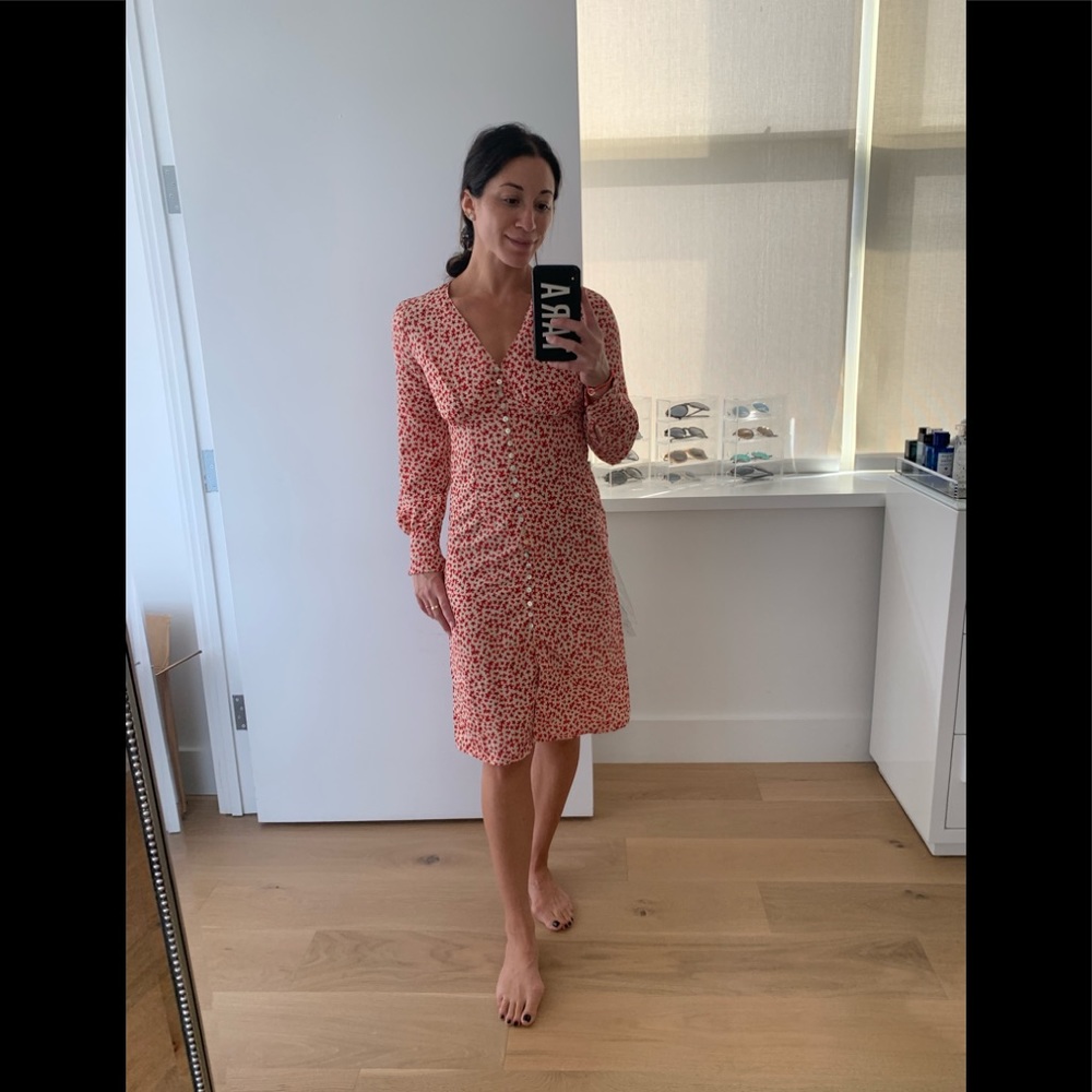 Cream and red floral dress